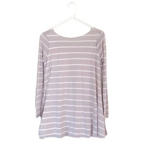 alya Soft & Cozy Long Sleeve Swingy Tunic in Mauve/Lilac Stripe Women’s Size XS